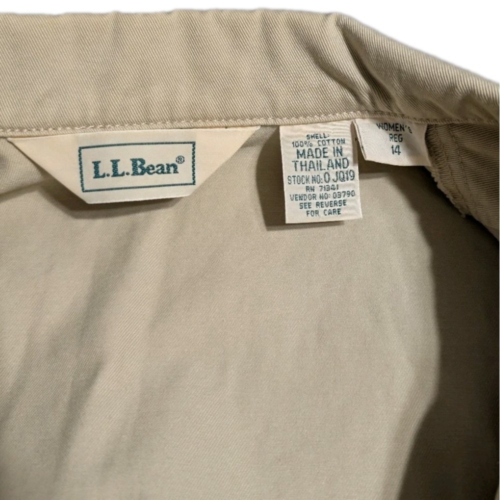 L.L.Bean Womens Beige Harrington Jacket Size 14 Full Zip Cotton Swing Coat - Picture 4 of 7